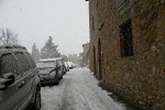 town wall in a snow fall